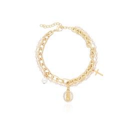 PULSERA BAÑO DE ORO Y ACERO INOXIDABLE BA0066